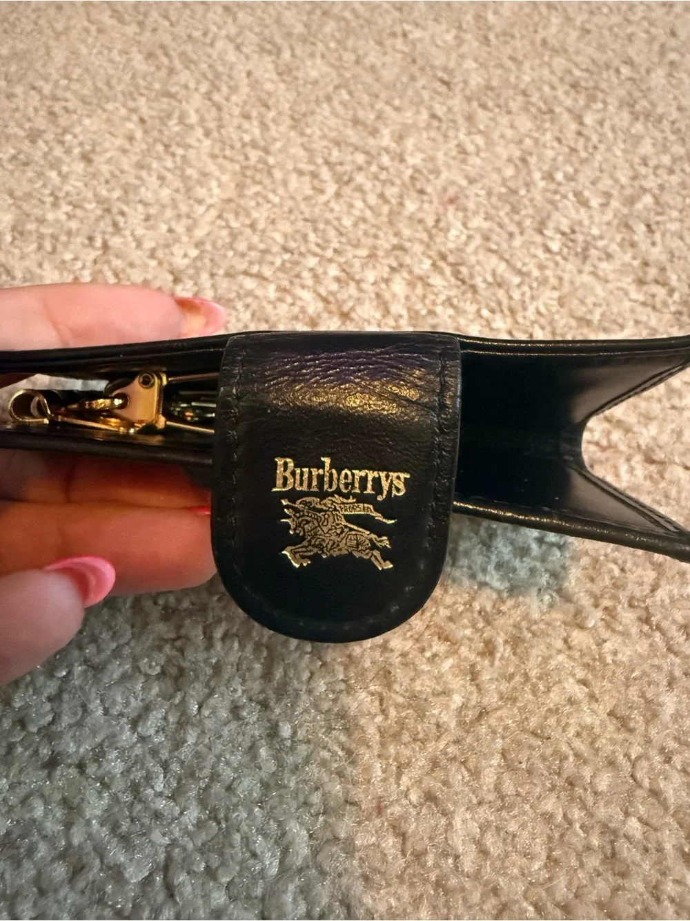 Burberrys Nova Check Leather Key Holder